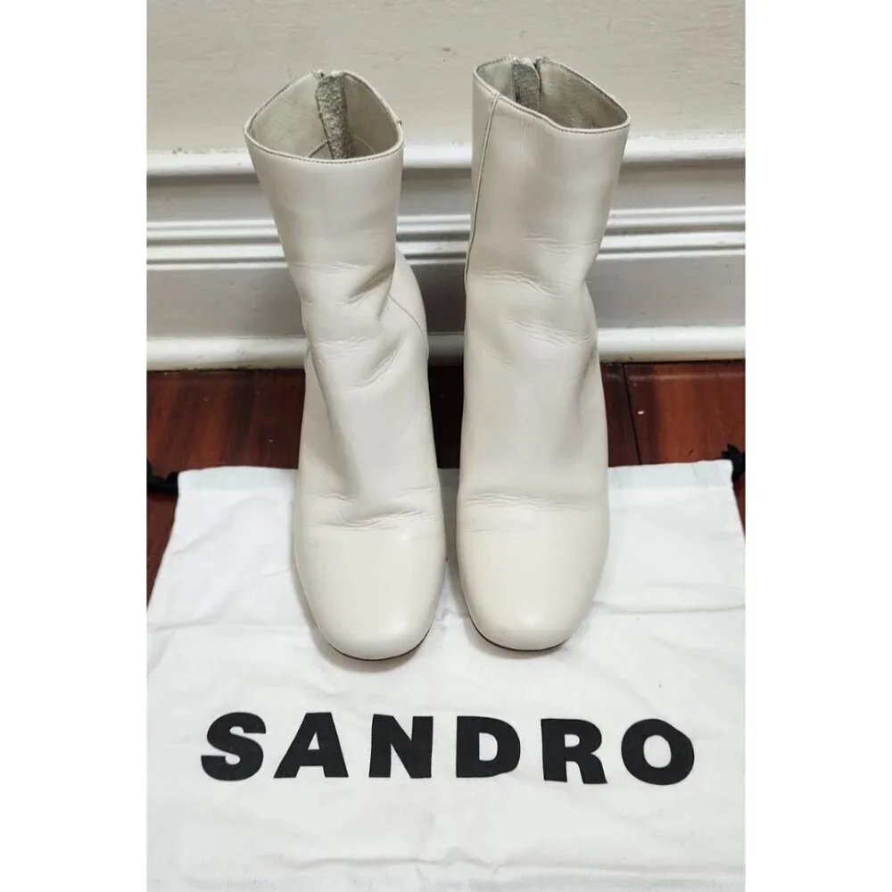 SANDRO Authentic off white Sacha boots/ Ankle Boots Size EU39/US8.5